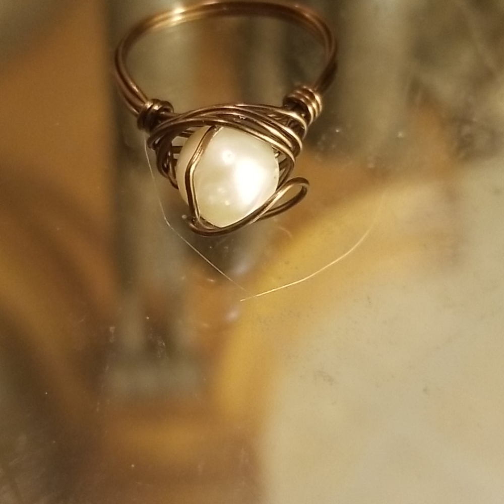 Real pearl wire wrapped ring PM 1355 - Picture 2 of 6